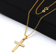 Real Gold Textured Cross Pendant With Holo Rolo Chain 1925/24 CWP 1876
