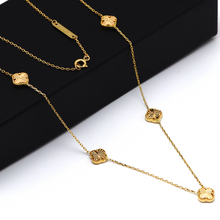 Real Gold GZVC 5 Clover Glittering Beads Adjustable Size Choker Necklace - Style 0476-5, Design N1383