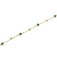 Real Gold 4 Green Clover Stone with Balls Bracelet - Model GZJVN8280 BR1764