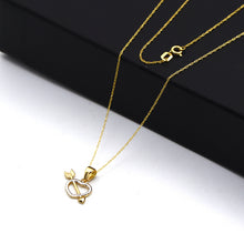 Real Gold Necklace with 2 Color Heart Arrow Design - Model 1701-YW CWP 1951