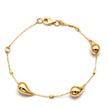 سوار ذهبي حقيقي على شكل دمعة بثلاث قطرات مع بكرة مزخرفة، مقاس قابل للتعديل (16+3 = 19 سم) 1679 BR1885