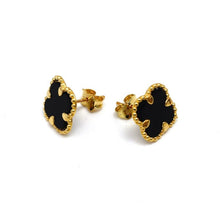 Real Gold Black Pearl Flat Stud Earrings Set - Model GZJVN0695-AC E1914