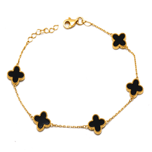 Real Gold 5 Clover Black Luxury Bracelet - Model GZJVN1936 BR1766