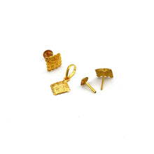 Real Gold Square Studs with Long Screw Tops Earring Set With Pendant SET1078