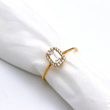 خاتم حجري فاخر مغطى بمستطيل من الذهب الحقيقي 0468 (مقاس 5) R2710