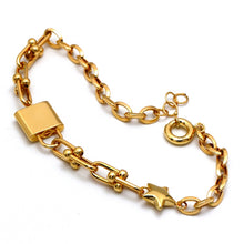 Real Gold GZTF 3D Star Charm Lock Link Bracelet (20 C.M) - Model 0036 BR1859
