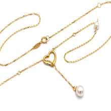 Real Gold 3D Heart with Pearl Adjustable Size Necklace (45 cm) 2488 N1508