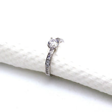 Real White Gold Luxury Covered Solitaire Stone Ring 0232-W-FCZ (Size 7) R2457