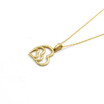 Real Gold 3 Inside Heart Necklace - Model 0285 CWP 1973