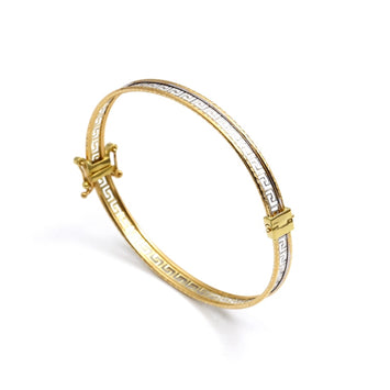 Real Gold 2 Color Maze Hoop Bangle 0628 - (SIZE 16) BA1524