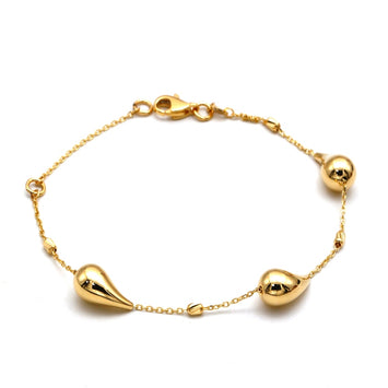 Real Gold 3 Teardrop with Textured Roller Adjustable Size Bracelet (16+3 = 19 C.M) 1679 BR1885