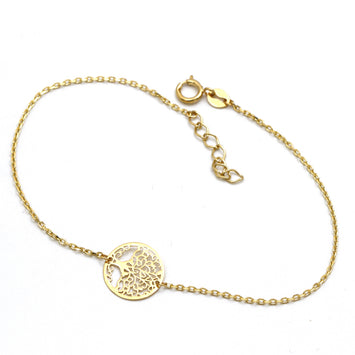 Real Gold Round Tree Adjustable Size Bracelet (19 C.M) - Model 9769 BR1730