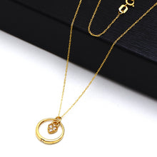 Real Gold 3 Stone Luck Heart in Round Design Necklace 0435 CWP 1937