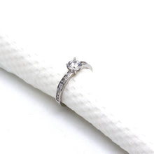 Real White Gold Luxury Covered Solitaire Stone Ring 0232-W-FCZ (Size 8) R2458
