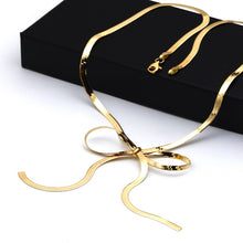 Real Gold Snake Chain Bow Design Necklace (40 C.M) 0041 N1542