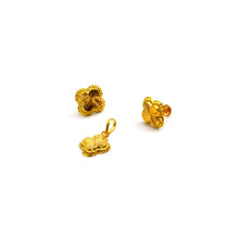 Real Gold Studs with Long Screw Tops Earring Set With Pendant SET1086