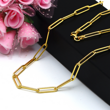 Real Gold Long Round Paper Clip Chain Necklace Link Length 1.7 C.M 9482 (45 C.M) CH1233