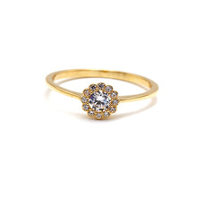 خاتم حجري من الذهب الحقيقي على شكل زهرة 1350 (مقاس 7) R2712