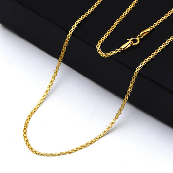 Real Gold Plain Flat Chain Necklace 4565 (40 C.M) CH1264
