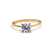 خاتم حجري دائري كلاسيكي من الذهب الحقيقي 0254 (مقاس 5) R2730