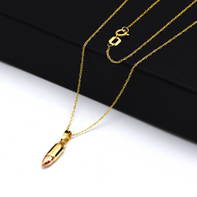 Real Gold 2 Color Bullet Round Necklace 1427 CWP 1902