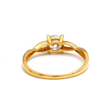 Real Gold Elegant Crossover Stone Ring 0237 (Size 6.5) R2777