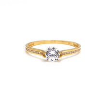 Real Gold Elegant Solitaire Line Stone Ring 0335 (Size 8.5) R2791