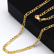 Real Gold GZCR Two Tone Figaro Solid Link Chain Necklace Unisex 7586 (45 C.M) CH1242