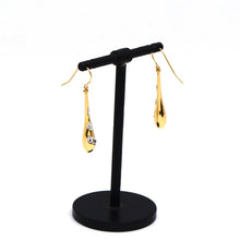 Real Gold Engraved Stones on Long Teardrop Earrings Set - Model 0492 E1953