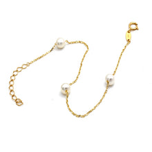Real Gold 3 Pearl 5MM Bracelet 2490 (19 C.M) BR1852