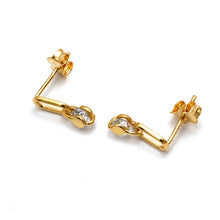 Real Gold Drop Dangler Closed Stone Earrings Set - Model 0267 E1960