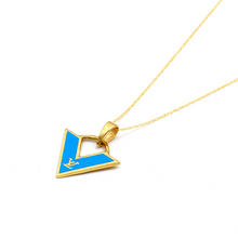 Real Gold LV Blue V shape Pendant CWP 1709