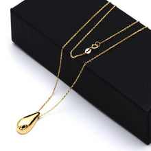 Real Gold Big One-Sided Teardrop Movable Hollow Necklace 1880 (40 C.M) N1526