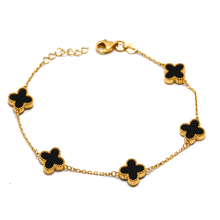 Real Gold 5 Clover Black Luxury Bracelet - Model GZJVN1936 BR1766