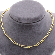 Real Gold Long Round Paper Clip Chain Necklace Link Length 1.7 C.M 9482 (40 C.M) CH1234