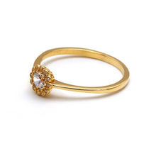 خاتم حجري من الذهب الحقيقي على شكل زهرة 1350 (مقاس 7) R2712