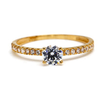 خاتم من الذهب الحقيقي الفاخر من حجر سبارك سوليتير 0361 (مقاس 5) R2762