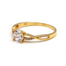 Real Gold Elegant Crossover Stone Ring 0237 (Size 6.5) R2777
