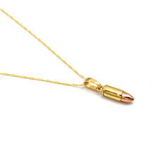 Real Gold 2 Color Bullet Round Necklace 1427 CWP 1902