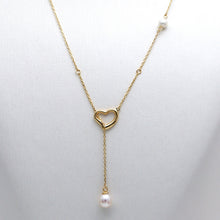 Real Gold 3D Heart with Pearl Adjustable Size Necklace (45 cm) 2488 N1508