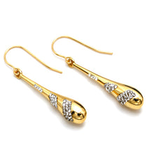 Real Gold Engraved Stones on Long Teardrop Earrings Set - Model 0492 E1953