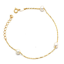 Real Gold 3 Pearl 5MM Bracelet 2490 (19 C.M) BR1852