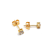 طقم أقراط حجرية مربعة من الذهب الحقيقي - موديل 0026 E1961