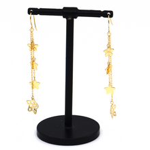 Real Gold Paper Star Flower Dual Hanging Drop Earring Set 7178 E1840