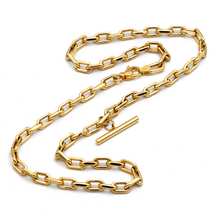 Real Gold Willow T-Bar Rod Hanging with Thick Solid Paper clip Link Necklace 1850 N1416