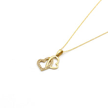 Real Gold 2 Heart Stone Necklace - Model 0278 CWP 1970