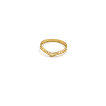 Real Gold Plain V Design Maze Hoop Ring (Size 9) - Model 6905 R2561