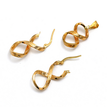 Real Gold Twisted Maze Hoop Earring Set + Pendant 3324/1 SET1063