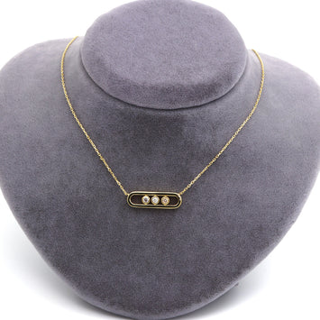 Real Gold GZMZ 3 Movable Stones in Frame Design Necklace (45 C.M) 0170 N1459