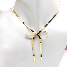 Real Gold Snake Chain Bow Design Necklace (40 C.M) 0041 N1542